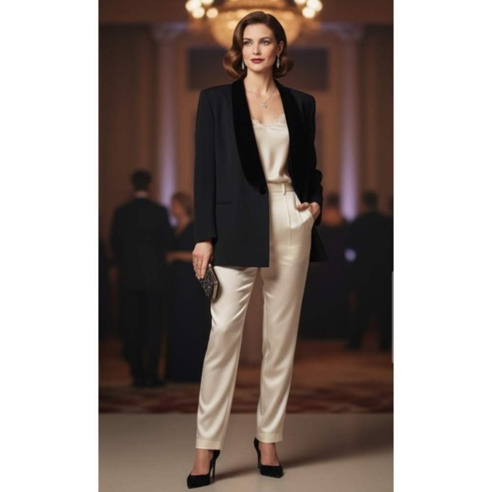 Jones New York Dress‎ Blazer Women 12 Black Velvet Shawl Lapel Tuxedo Jacket